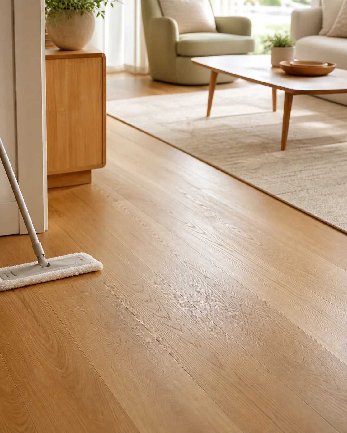 Clean natural wood floor